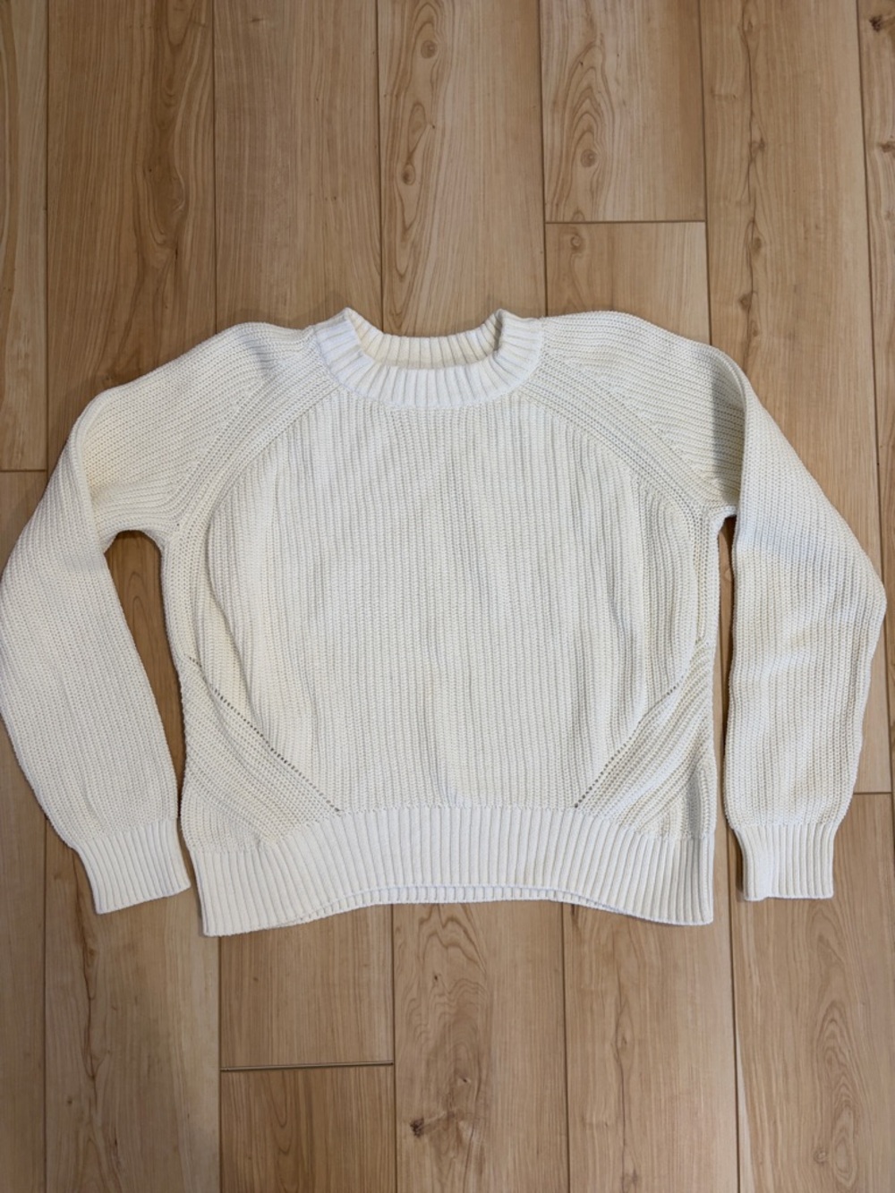 Faherty Women's Cream Ribbed Crewneck Sweater